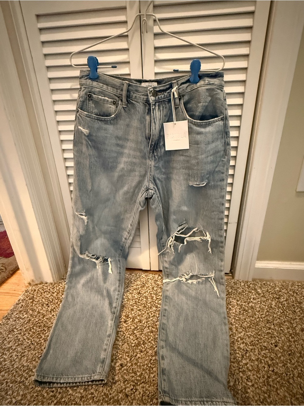 pistola Light Wash Distressed Straight-Leg Jeans
